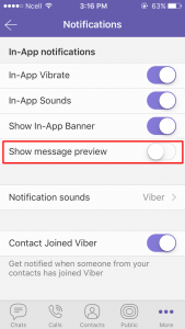 Uncheck Show message preview option